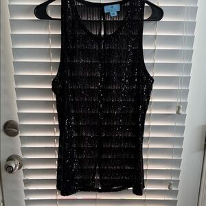 Black Sequin Sleeveless Top